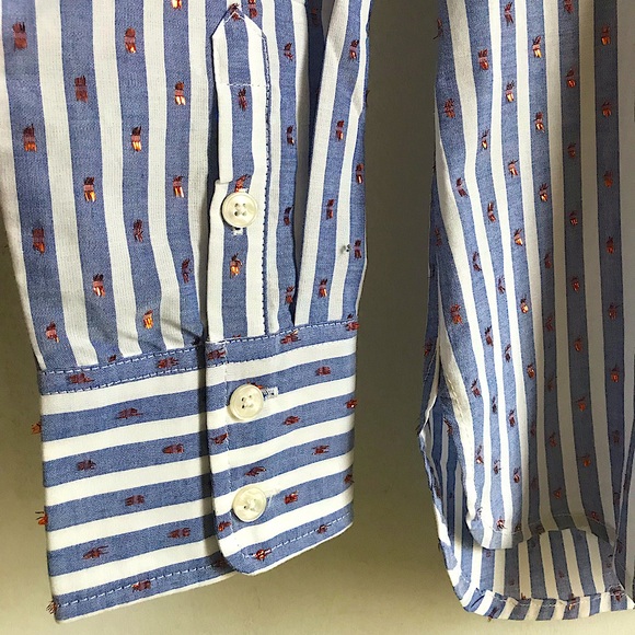 BODEN Embroidered Relaxed Metallic Striped Shirt - Picture 10 of 14